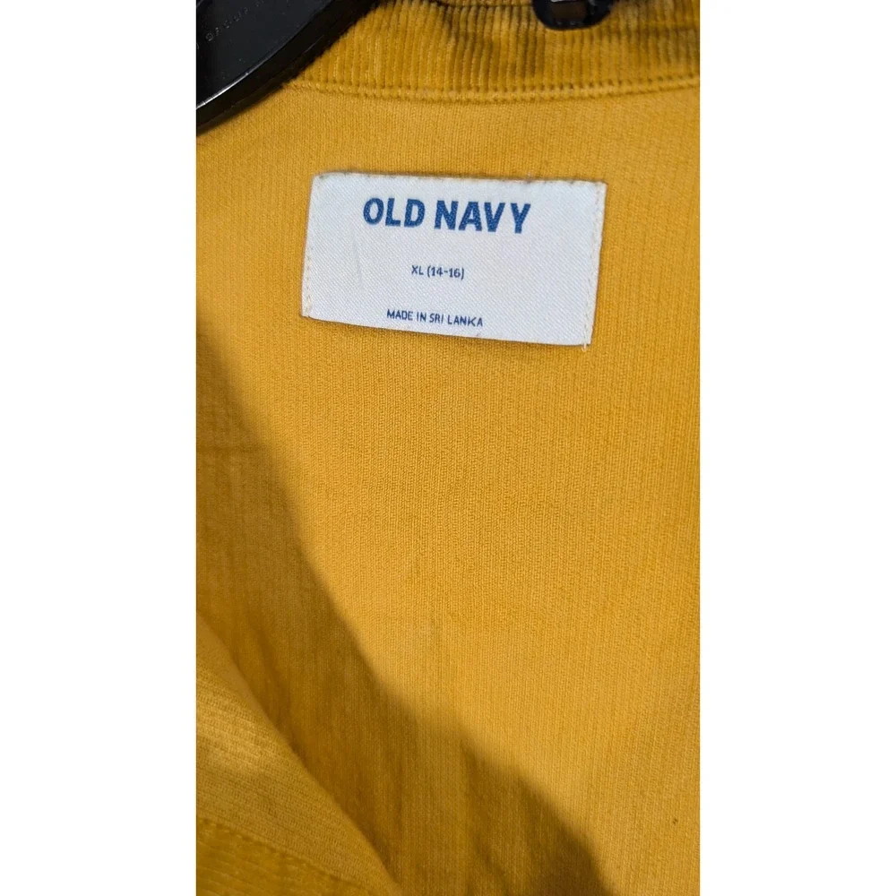 Old Navy Boys XL‎ 14-16 Corduroy Button Down Shirt Mustard Yellow Long Sleeve